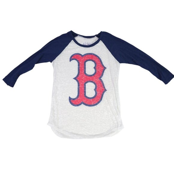 Boston Red Sox Touch By Alyssa Milano Raglan Baseball Tee XL Sheer Cotton Blend - Picture 1 of 7